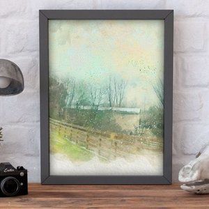 8x10 warercolor picture print in photo paper‎ with black frame!!!